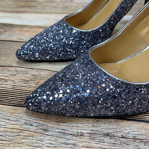 Nine West Silver Glitter Heels Size 5.5 - Picture 3 of 14